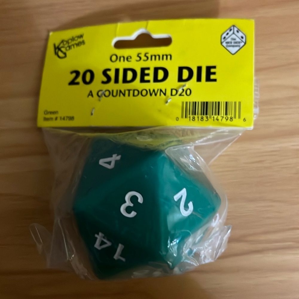 Giant d20 (Green) 55mm Game Die